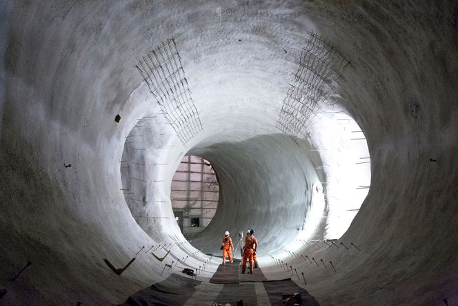 Sluttspurten: Tunnelboremaskinen Victoria bryter gjennom på Liverpool Street.