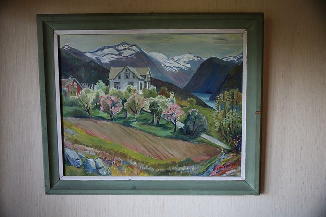 Nært forhold: Kona til Anders M. Heltzen kommer fra denne gården ved fjorden der bølgen fra et eventuelt Åknesskred vil ramme. Men den ligger høyt og trygt.