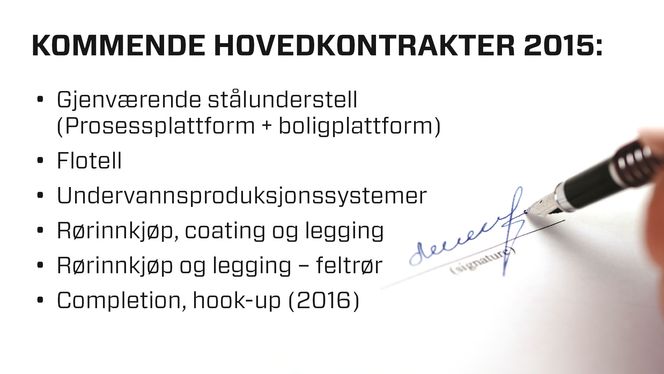 Det er flere hovedkontrakter igjen å kjempe om til Sverdrup-utbyggingen.  Her er de som kommer i høst/vinter.