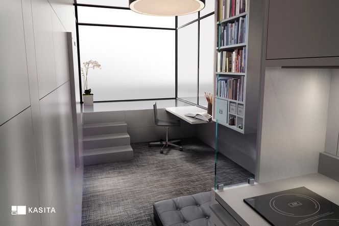 Kjøkken, stue og bad - det meste er på plass i de små leilighetene.