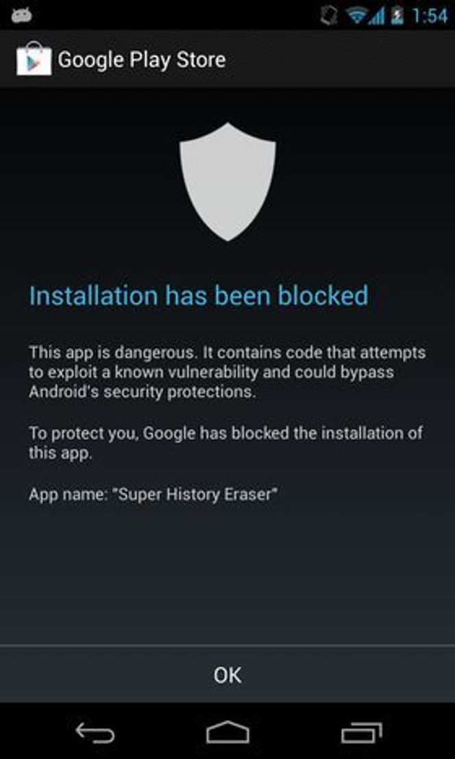 Skadevaregjenkjenningen Google Play Store-applikasjonen i Android 4.2. Bilde: Google
