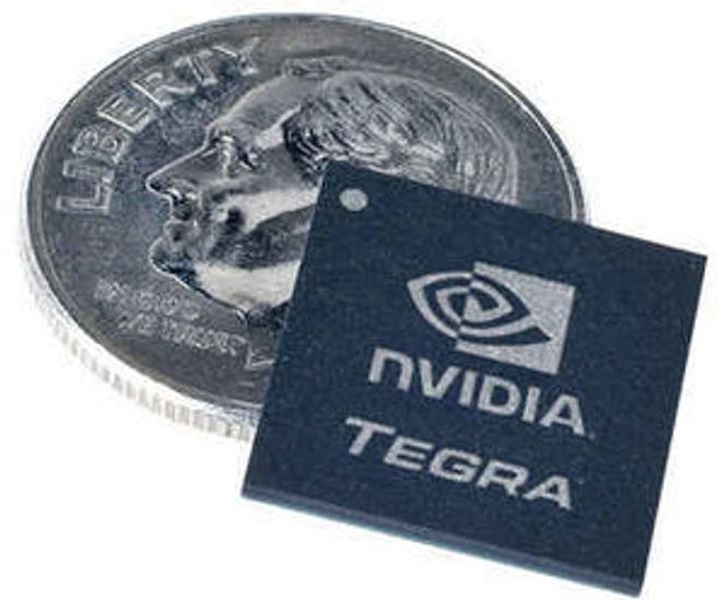 Tegra 600 sammenlignet med en 10 cents-mynt