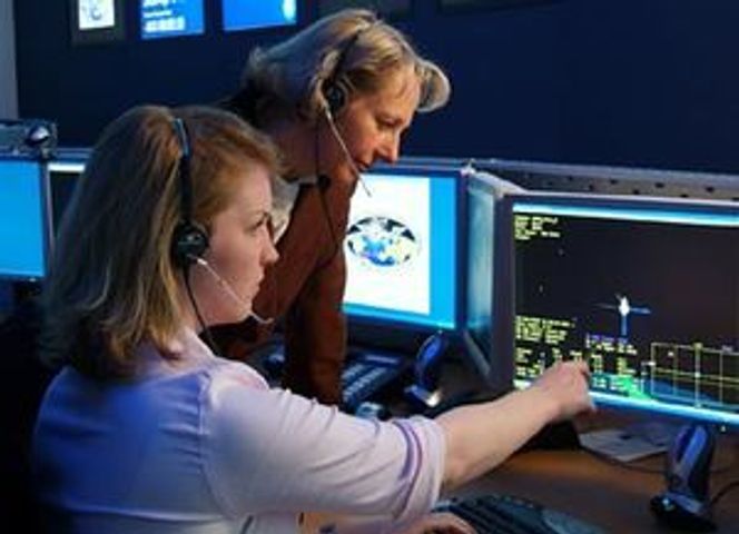 Fra kontrollsenteret til det europeiske romlaboratoriet Columbus utenfor München i Tyskland.