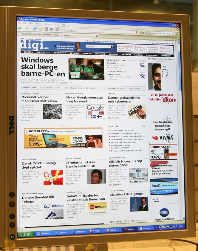 En 20 tommers widescreen-skjerm i portrettmodus tilsvarer forsiden på en tabloidavis.
