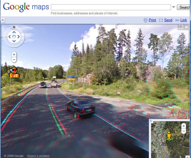 Google Street View i 3D. Bildet er fra i nærheten av Lierbakkene. Bilde: Google Street View
