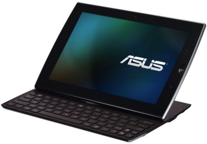 Asus Eee Pad Slider har et tastatur som kan felles inn bak skjermen. Bilde: Asus