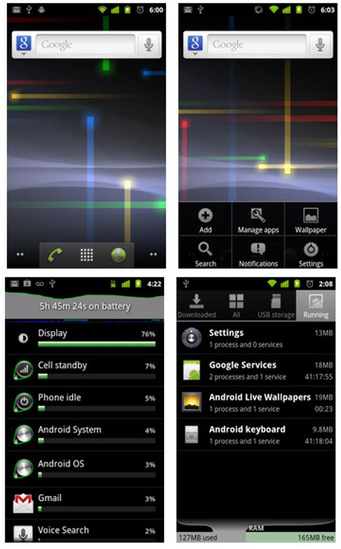 Standard brukergrensesnitt i Android 2.3. Bilde: Google