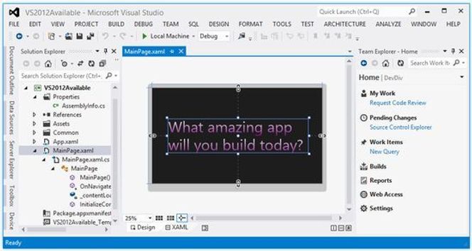 Microsoft Visual Studio 2012. Bilde: Microsoft