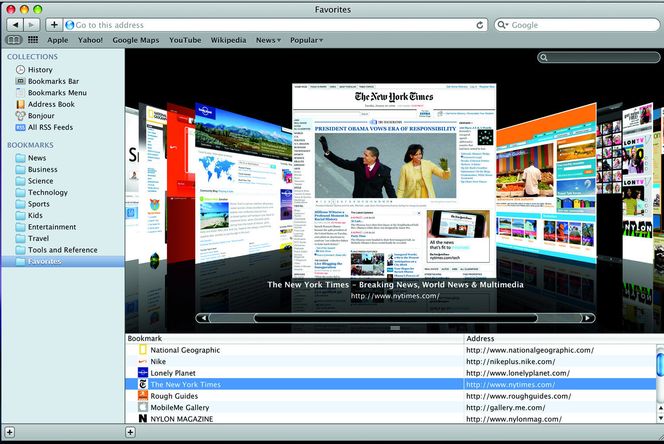 Apple Safari 4 med Cover Flow