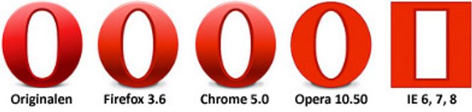 Det er ikke mulig å CSS-kode en logo som fungerer i alle nettlesere. Dette eksempelet fungerer best med nyeste versjon av Firefox og Chrome.