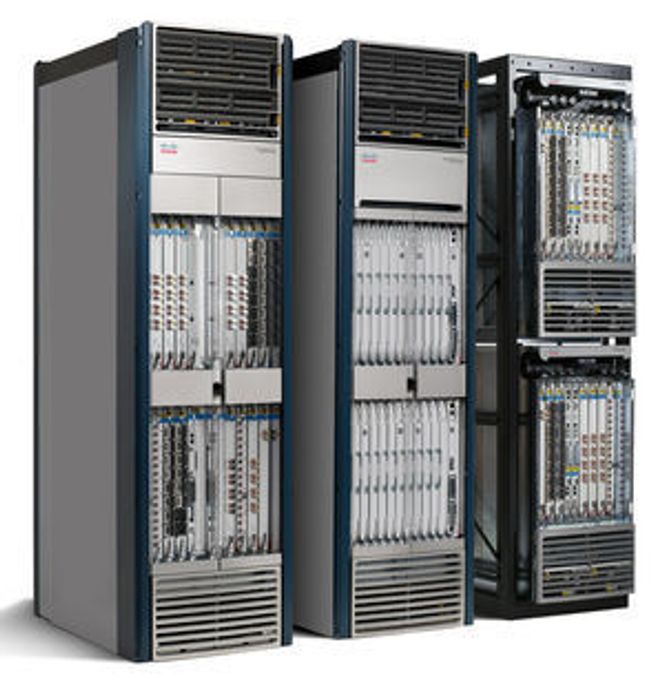 Med tre chassis kan CRS-3 komme opp i 13,4 terabit per sekund. Maks ytelse på 322 terabit per sekund fordrer sammen kopling av 72 chassis. Bilde: Cisco