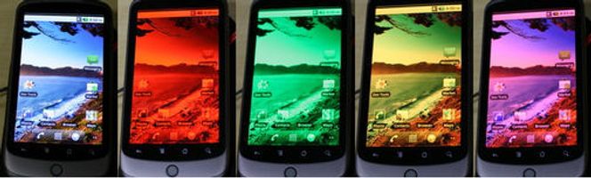 Nexus One med ulike kombinasjoner av fargekanaler. Bilde: Jeff Sharkey