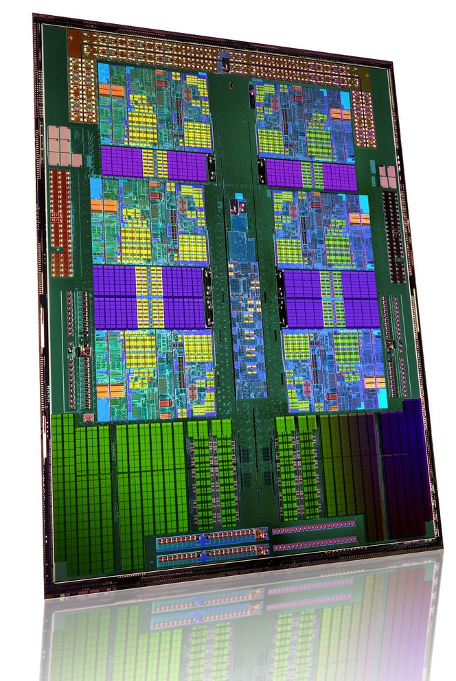 Innmaten i en prosessor i AMD Opteron 4100-serien. Bilde: AMD