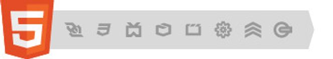 HTML5-emblemet med ikoner for ulike webteknologier.