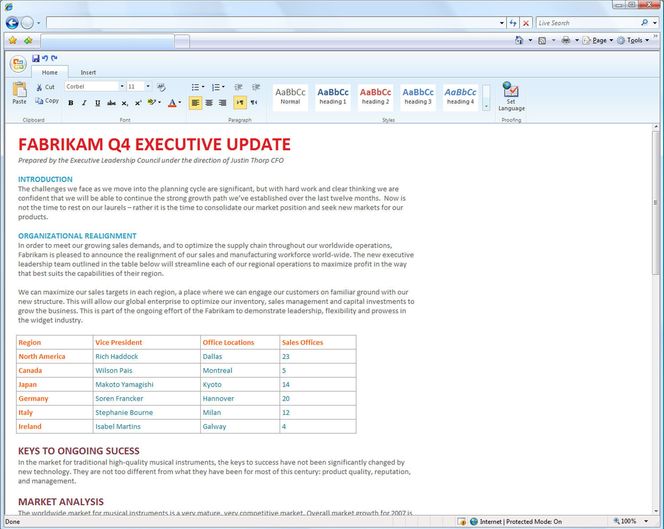 Redigering i en kommende webutgave av Microsoft Word.