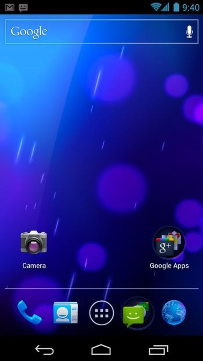 Standard hjemmeskjerm i Android 4.0 Bilde: Google