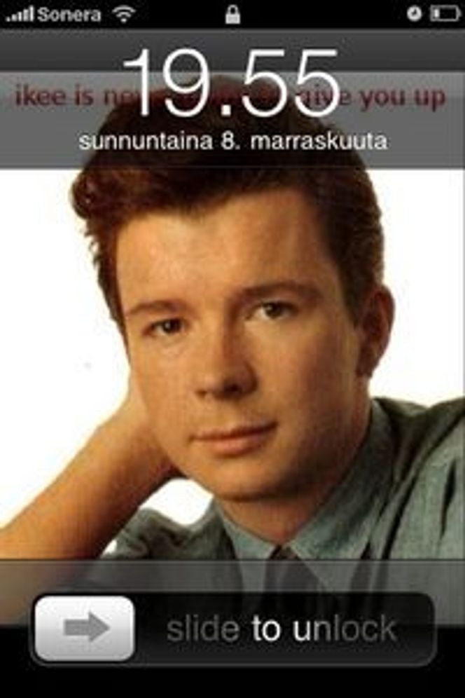 Rickrolling kan være morsomt, men er ingen spøk for iPhone-eiere, mener sikkerhetsekspert Mikko Hyppönen i F-Secure. Bilde: Skjermbilde fra F-Secure
