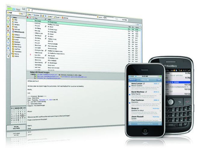 Webex Mail er en ny webbasert e-postløsning for bedrifter. Den gir brukerne tilgang til e-post fra pc-en eller fra en smart mobiltelefon. Bilde: Cisco