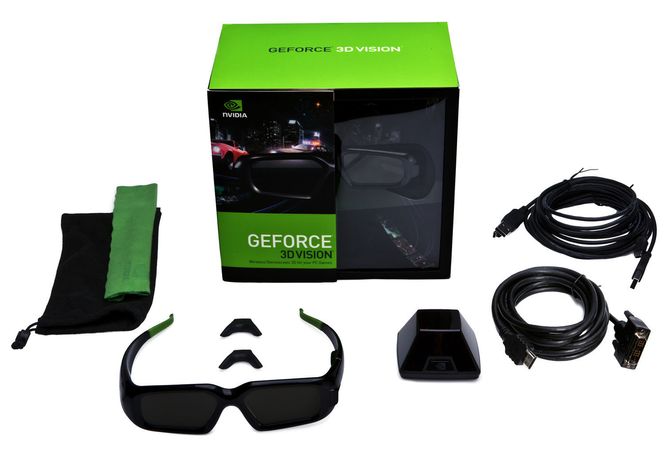 Innholdet i Nvidia GeForce 3D Vision-pakken.