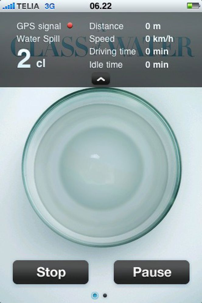 Toyotas «A Glass of Water»-applikasjon for iPhone. Bilde: Toyota Sverige