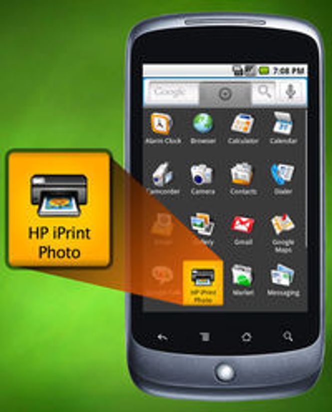 HP iPrint Photo gjør det enkelt å skrive ut bilder fra mobiltelefonen til en skriver over WLAN. Her den nye versjonen for Android. iPrint Photo er også tilgjengelig for Symbian, Windows Mobile og Apple-enhetene iPhone, iPad og iPod Touch. Bilde: HP