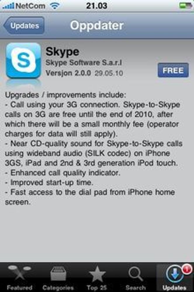Skype har nå åpnet klienten sin for 3G-samtaler på iPhone.