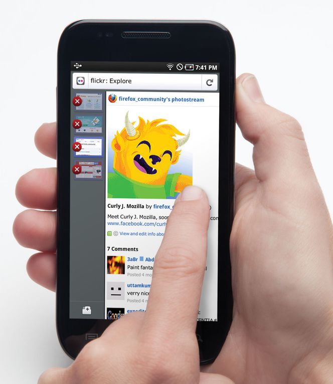 Bruk av faner i Firefox 4 for Mobile. Bilde: Mozilla
