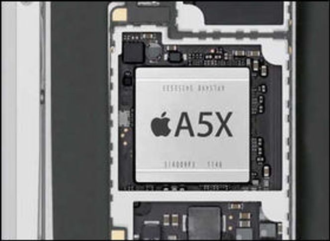 Den Apple-designede brikken A5X er produsert av Samsung, og vil fortsatt være det selv om Apple skal ha kuttet i andre leveranser fra det koreanske selskapet. Bilde: Apple
