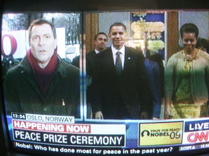 Opera kuppet CNN-sendingen fra utdelingen av Fredsprisen til Barrack Obama. Bilde: Twitpic-brukeren x_a