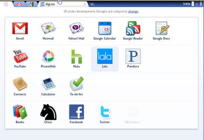 Åpningsbildet i Googles Chrome OS