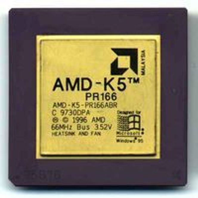 AMD K5 PR166 fra 1996. Foto: Wikimedia Commons. Lisens: GNU Free Documentation License.