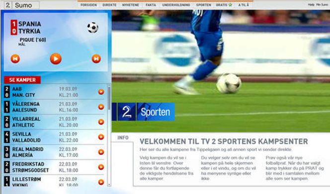 Beta av TV2 Sumos fotballavspiller.