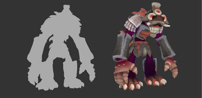 Spore-figur med og uten teksturer vist med WebGL i en tidlig versjon av Firefox 3.7.