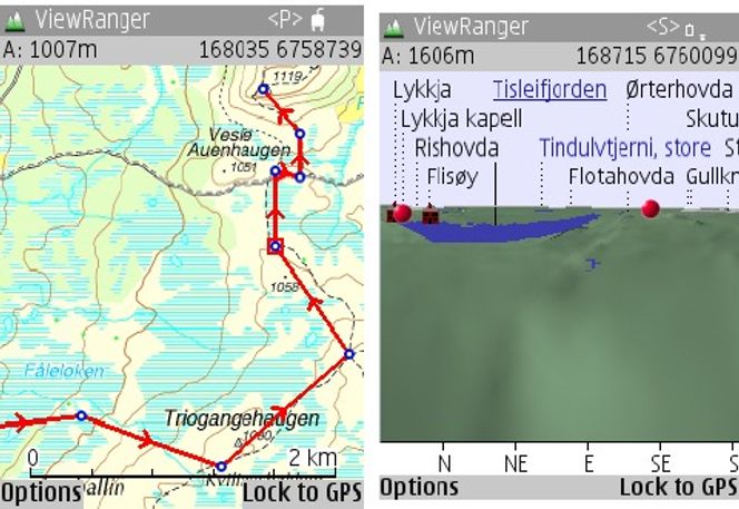 Viewranger med henholdsvis ruteplanlegging og panorama.