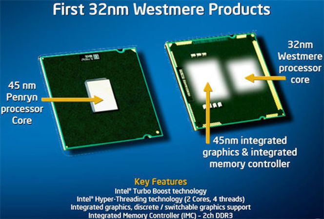 Intels første brikke med både CPU og GPU. Bilde: Intel