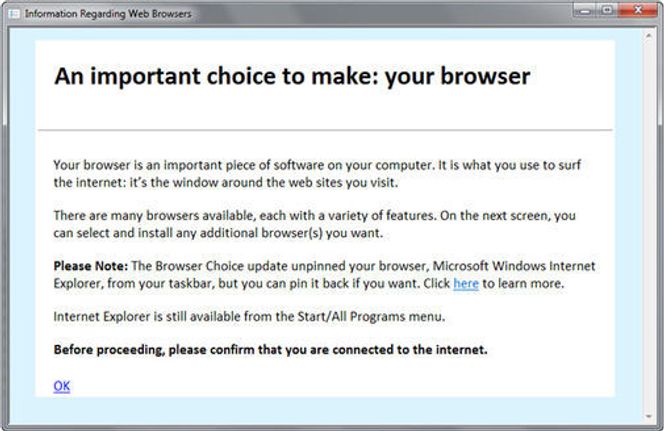 Beskjeden som Windows-brukerne vil bli møtt med.