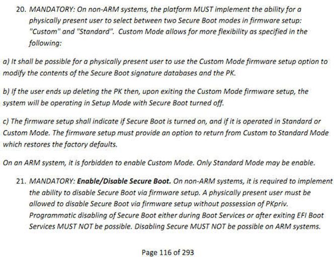 Microsofts systemkrav for Windows 8 og UEFI Secure Boot. Bilde: Microsoft
