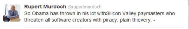 Faksimile fra Murdochs twitter-feed.