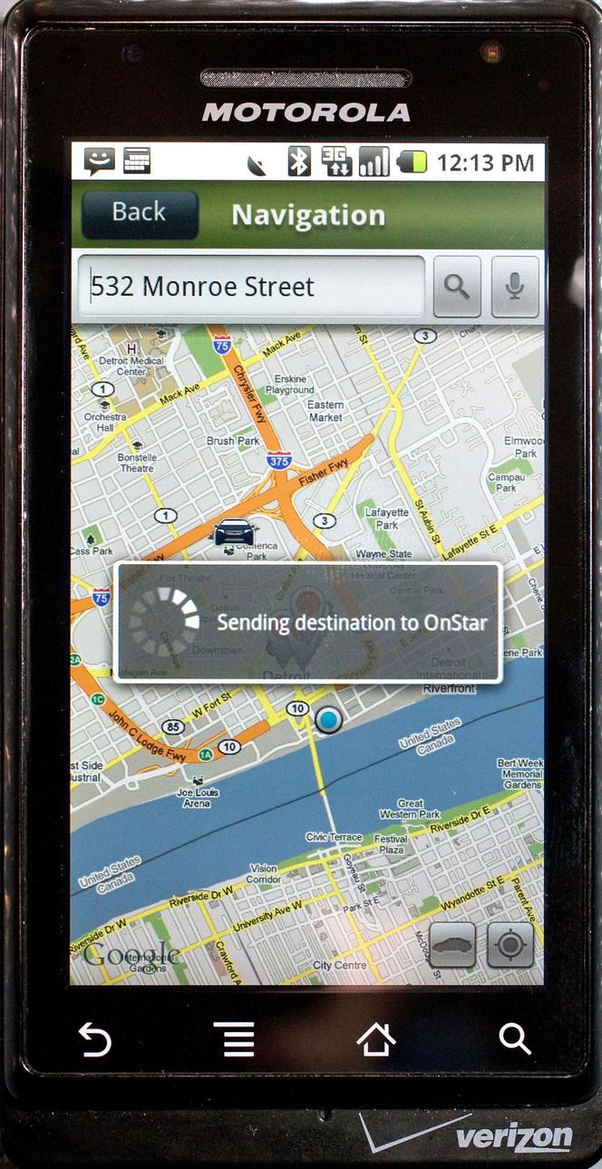 OnStar Mobile sender destinasjon på kartet til OnStar-systemet i bilen. Bilde: John F. Martin for OnStar