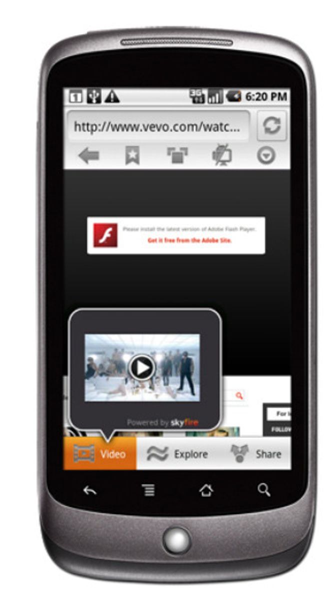 Skyfire 2.0 for Android gir tilgang til Flash-baserte videoer Bilde: Skyfire Labs