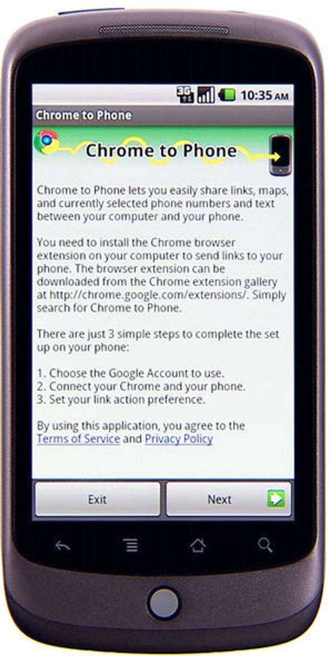 Google Chrome to Phone-applikasjonen for Android-mobiler. Bilde: Google