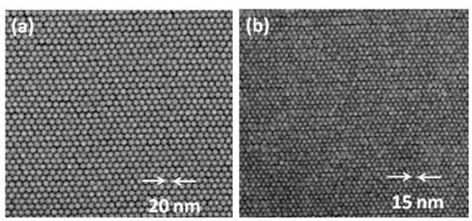 Elektronmikroskopbilder av magnetiske bit med tetthet på 1,9 terabit per kvadrattomme (til venstre) og 3,3 terabit per kvadrattomme (til høyre). Bilde: Materials Research and Engineering