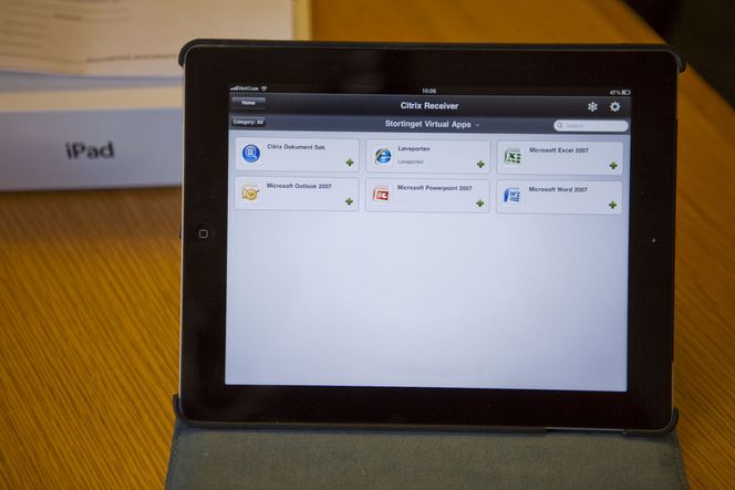 Grensesnittet til Stortinget Virtual Apps håndteres av Citrix Receiver. Løveporten er Stortingets intranett. Bilde: Per Ervland
