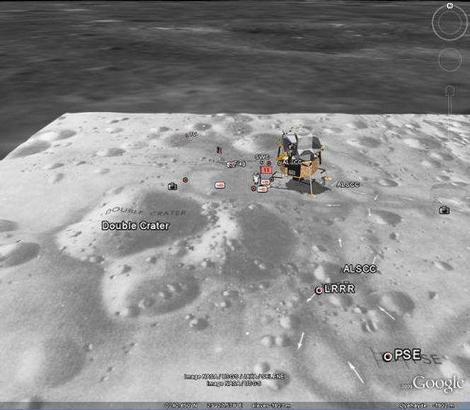 Månelandingsfartøyet "Eagle" ved "Tranquility Base" på Månen.