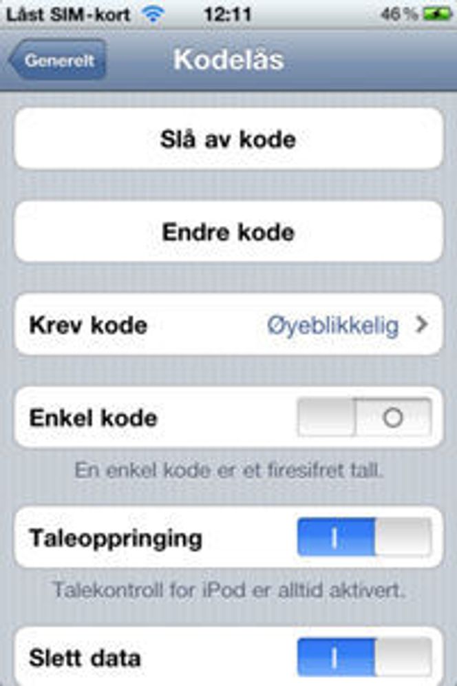 Fjern valget for enkel kode når du aktiverer kodelåsen. Det ser ut til å lukke hullet, men bare på iPhone 4.