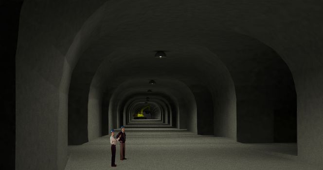 3D-bildet viser hvilke enorme dimensjoner gruvegangene har. Det samlede arealet for en framtidig datasentral er på 120.000 kvadratmeter. Bilde: Lefdalgruve.no