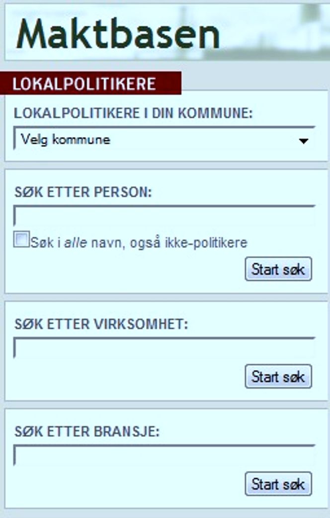 Søk etter lokalpolitikere i Maktbasen