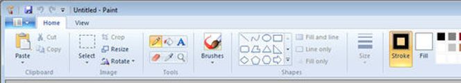 Utsnitt av oppgavebåndene i en tidlig utgave av Paint-programmet til Windows 7. Bilde: UX Evangelist. Bilde: UX Evangelist