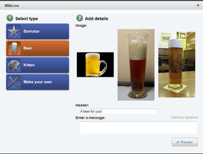 Dialogen for innsending av WikiLove.