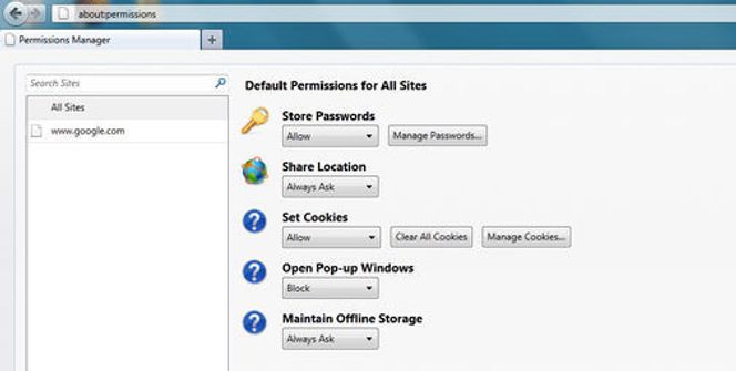 Brukerne skal få mer kontroll over data som utveksles med nettstedene ved hjelp av Data Management Window Bilde: Mozilla